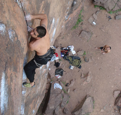 Climbing rocks in South Gran Canaria